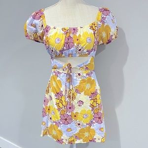 Wild Fable Floral Cutout Mini Dress w/ Pockets